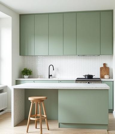 Modern apartment kitchen with custom islands