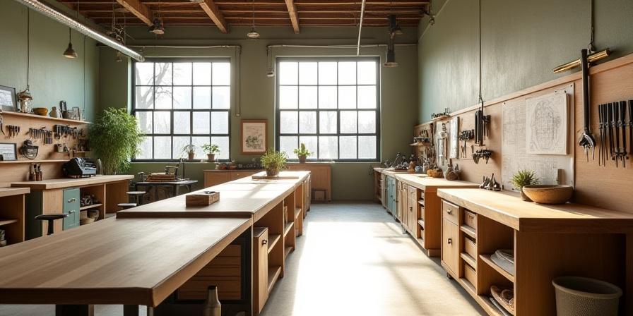 A bright DIY workshop space with modern tools