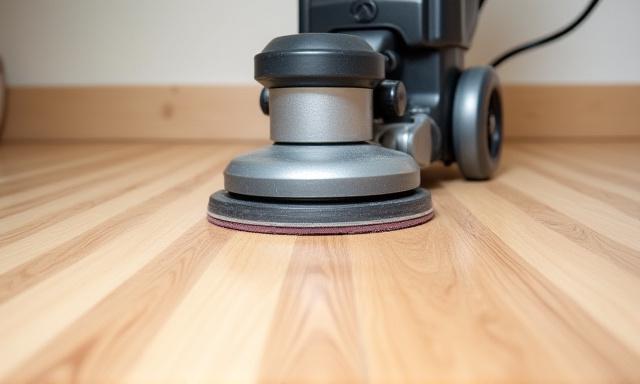 Dustless sanding system on a wooden floor