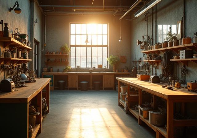 A sunny woodworking workshop in Brooklyn